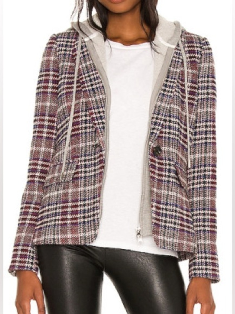 Central Park West Coco plaid combination blazer jacket size Large